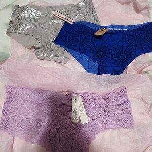 Victoria's Secret Lavender, Royal Blue & Silver Panty Trio